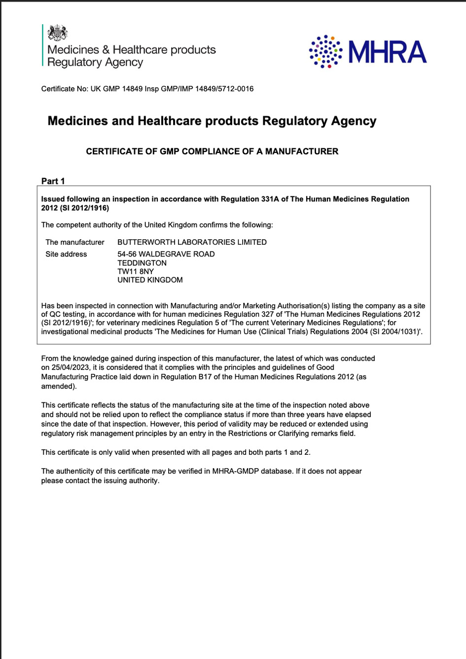 GMP Human Medicines