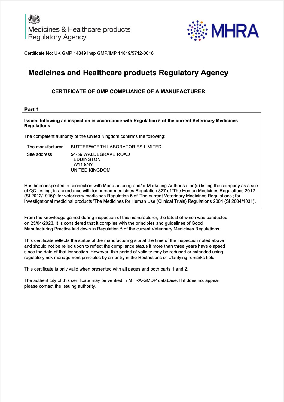 GMP Veterinary Medicines